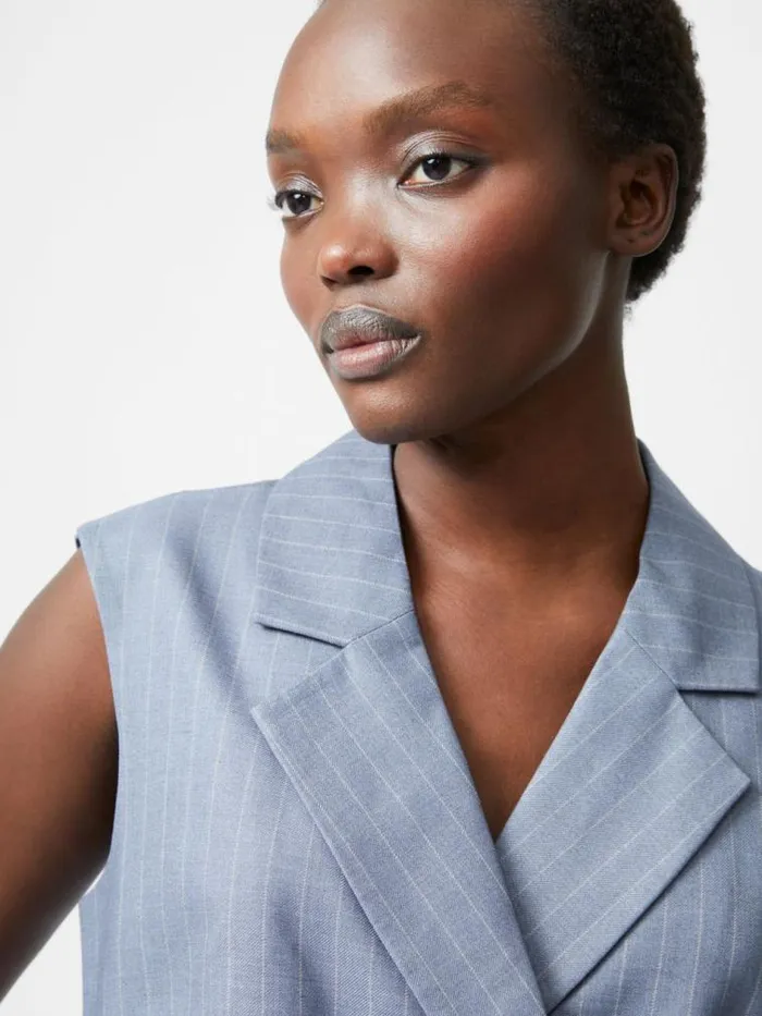 French Connection Fiorella Pinstripe Waistcoat Grey Women Coats and Jackets