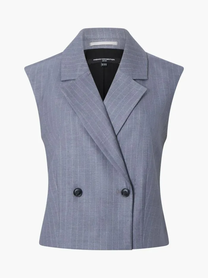 French Connection Fiorella Pinstripe Waistcoat Grey Women Coats and Jackets