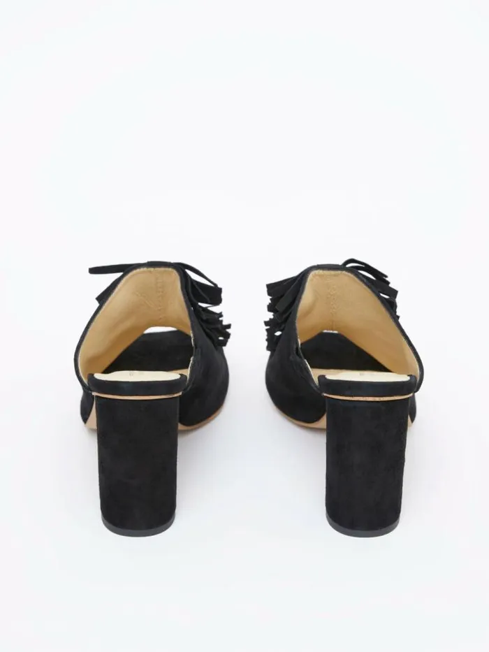 French Connection Flora Fringed Mules Black Women Shoes