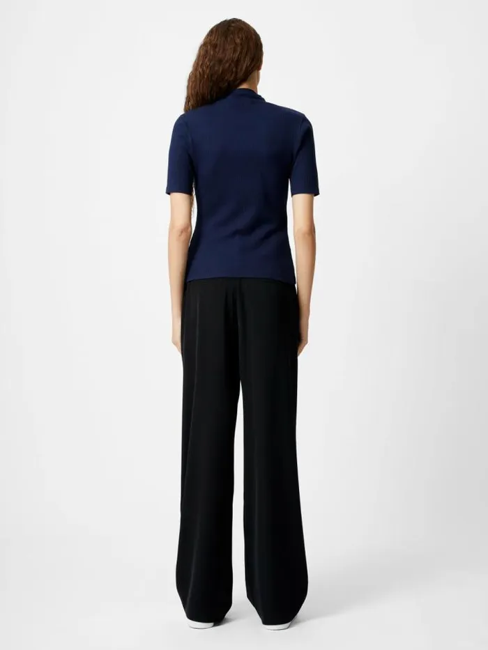 French Connection Grown On Turtleneck Ribbed Top Midnight Women Tops