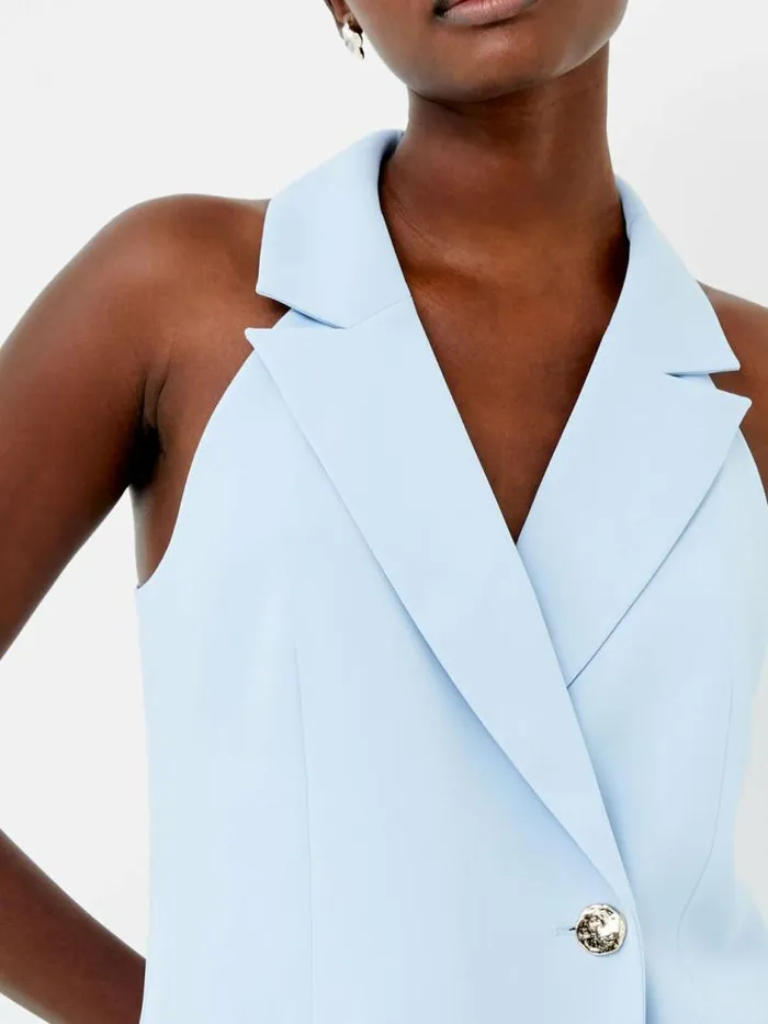 French Connection Harrie Suiting Halterneck Waistcoat Cashmere Blue Women Coats and Jackets