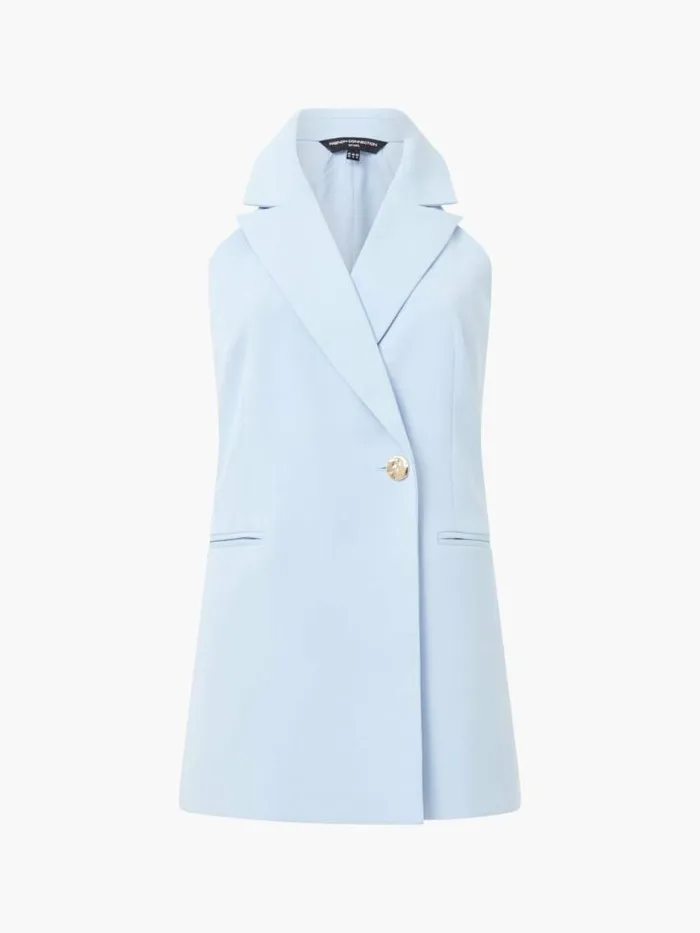 French Connection Harrie Suiting Halterneck Waistcoat Cashmere Blue Women Coats and Jackets