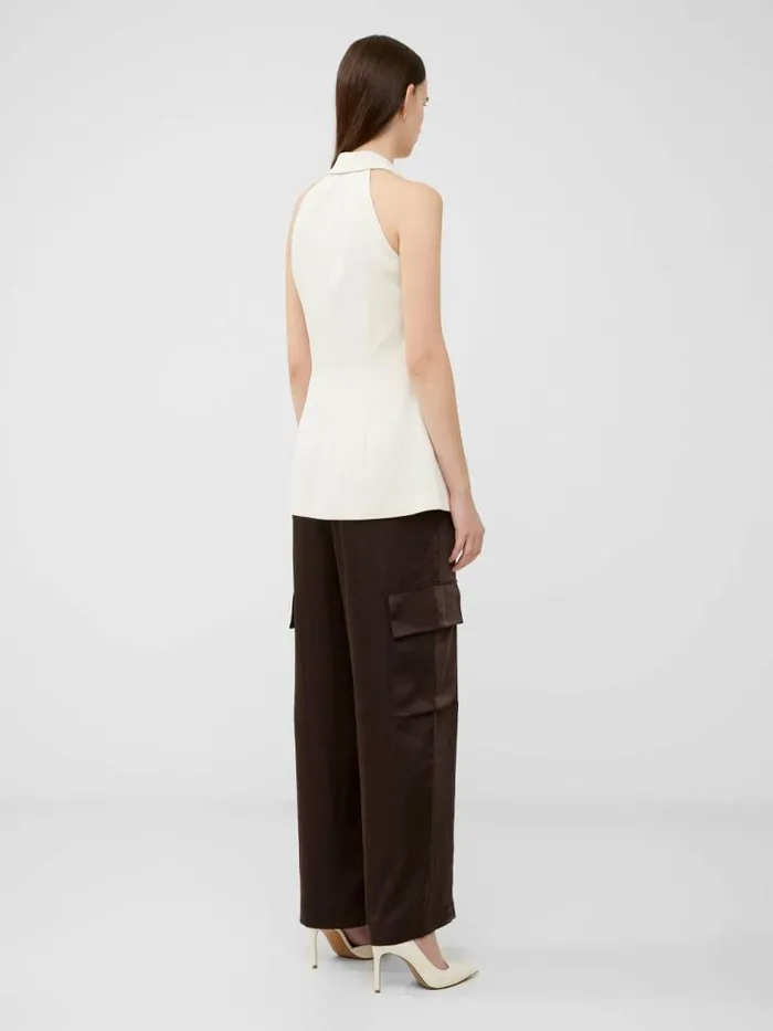 French Connection Harrie Suiting Halterneck Waistcoat Classic Cream Women Coats and Jackets