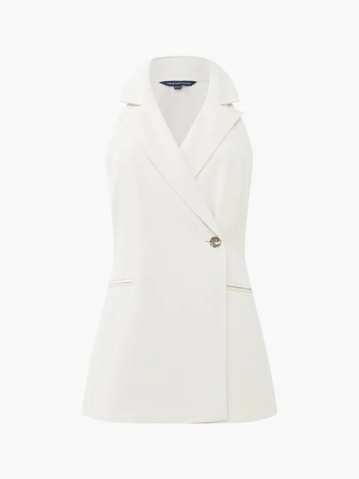 French Connection Harrie Suiting Halterneck Waistcoat Classic Cream Women Coats and Jackets