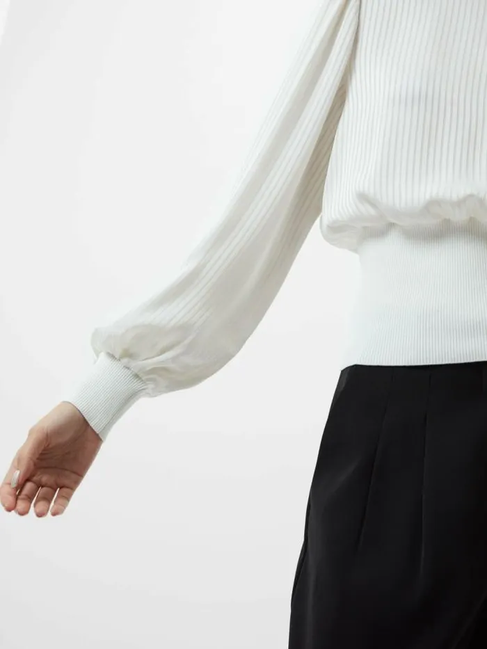 French Connection Krista Nevis Slash Neck Top Summer White Women Tops