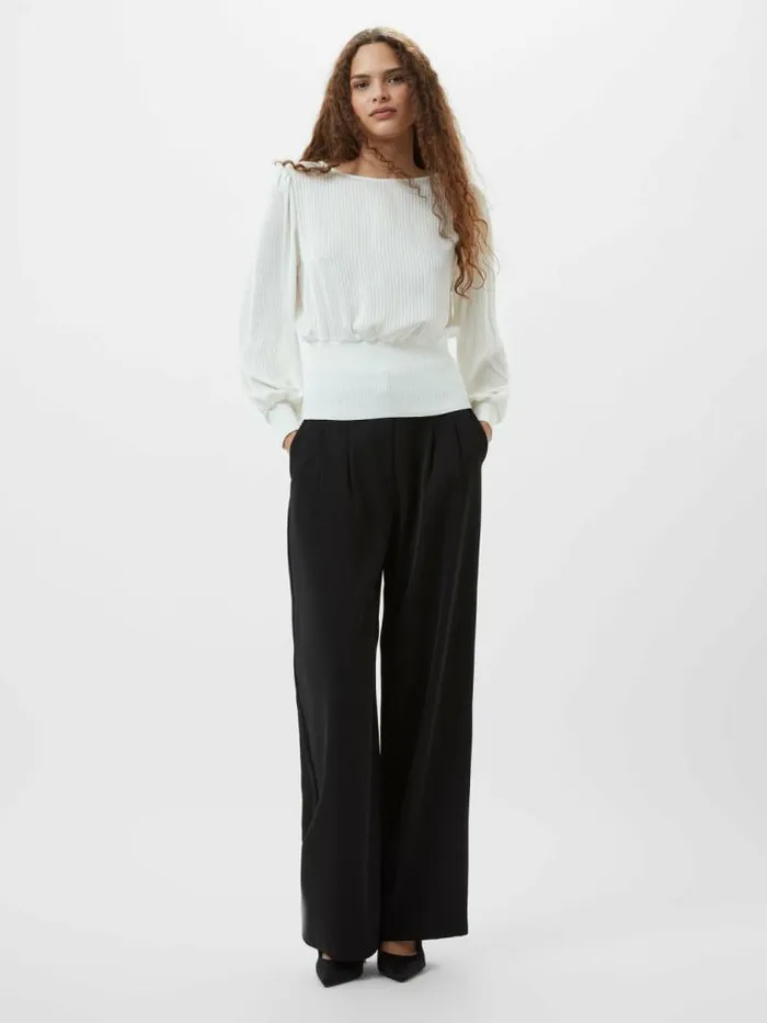 French Connection Krista Nevis Slash Neck Top Summer White Women Tops