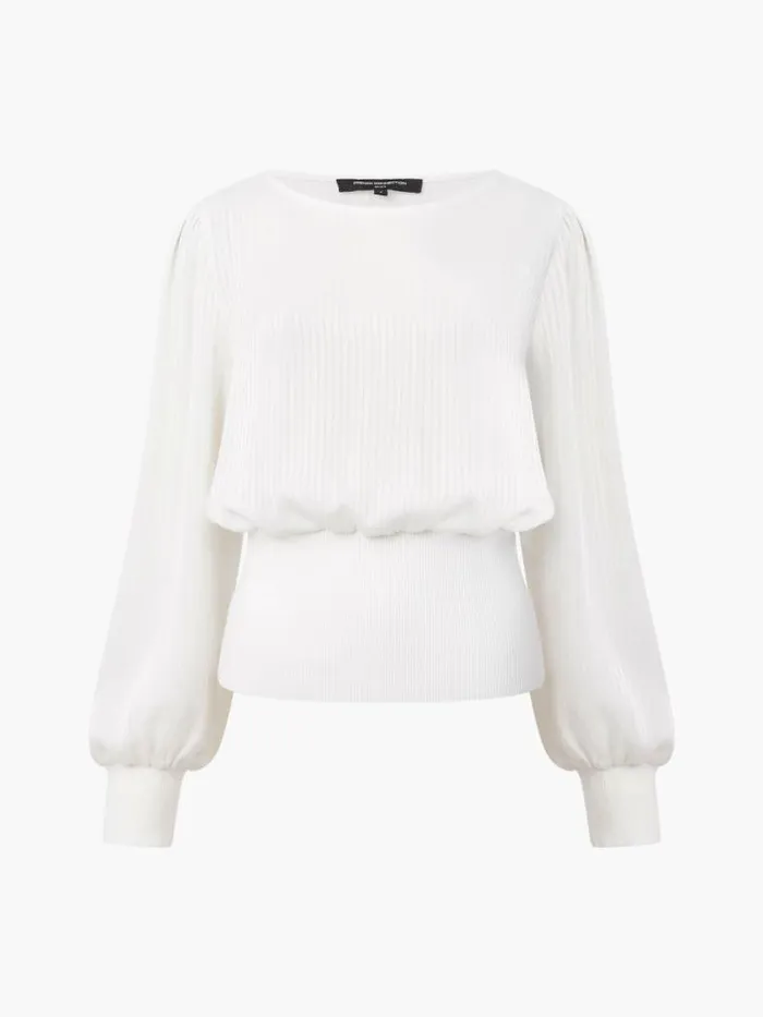 French Connection Krista Nevis Slash Neck Top Summer White Women Tops