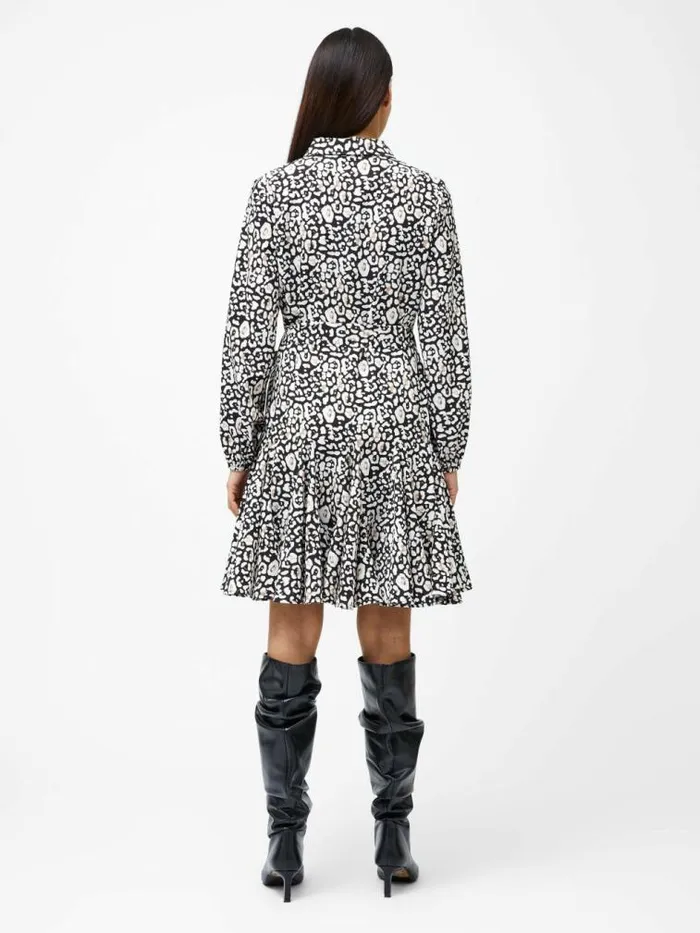 French Connection Leopard Print Collared Swing Dress Black Multi Women Dresses