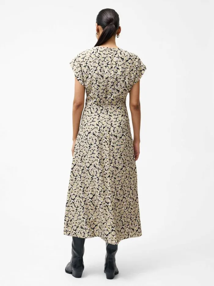 French Connection Lillian Eco Draped Front Midi Dress Golden Olive Khaki Women Dresses