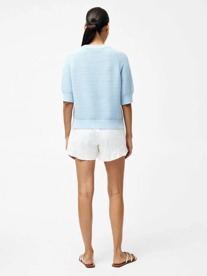French Connection Lily Crew Neck Short Sleeve Jumper Sky Blue Women Jumpers and Cardigans