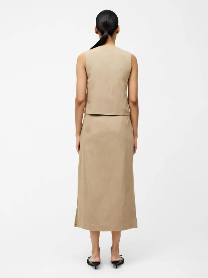 French Connection Linen Single Breasted Waistcoat Incense Women Coats and Jackets