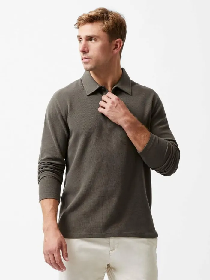 French Connection Long Sleeve Buttoned Polo Shirt Khaki Men TShirts and Polo Shirts French Connection Long Sleeve Buttoned Polo Shirt Khaki Men TShirts and Polo Shirts