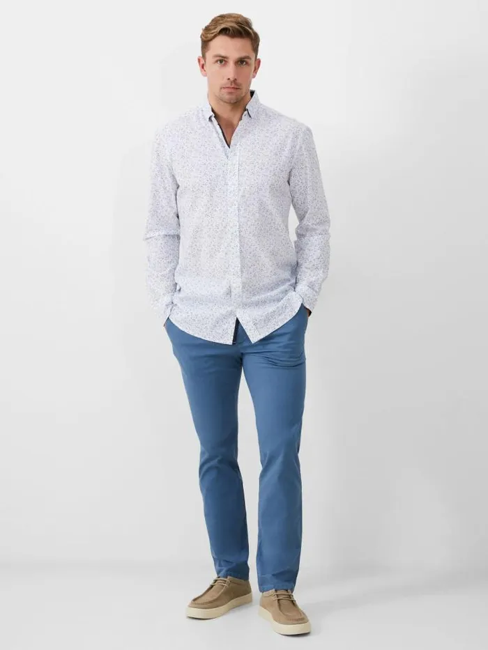 French Connection Long Sleeve Navy Trim Shirt Foliage Men Shirts