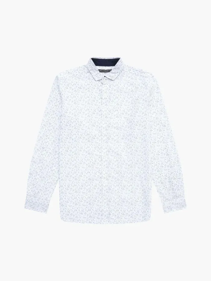 French Connection Long Sleeve Navy Trim Shirt Foliage Men Shirts