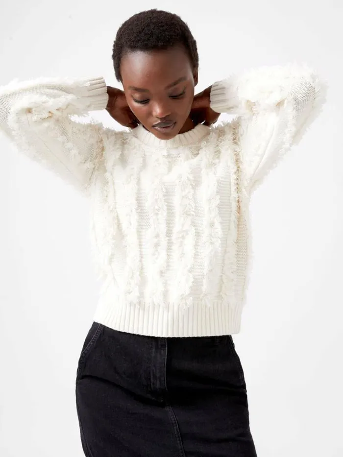 French Connection Malika Fringed Jumper Classic Cream Women Jumpers and Cardigans French Connection Malika Fringed Jumper Classic Cream Women Jumpers and Cardigans