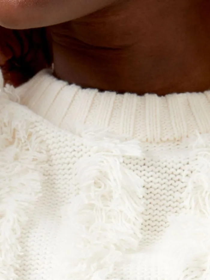 French Connection Malika Fringed Jumper Classic Cream Women Jumpers and Cardigans