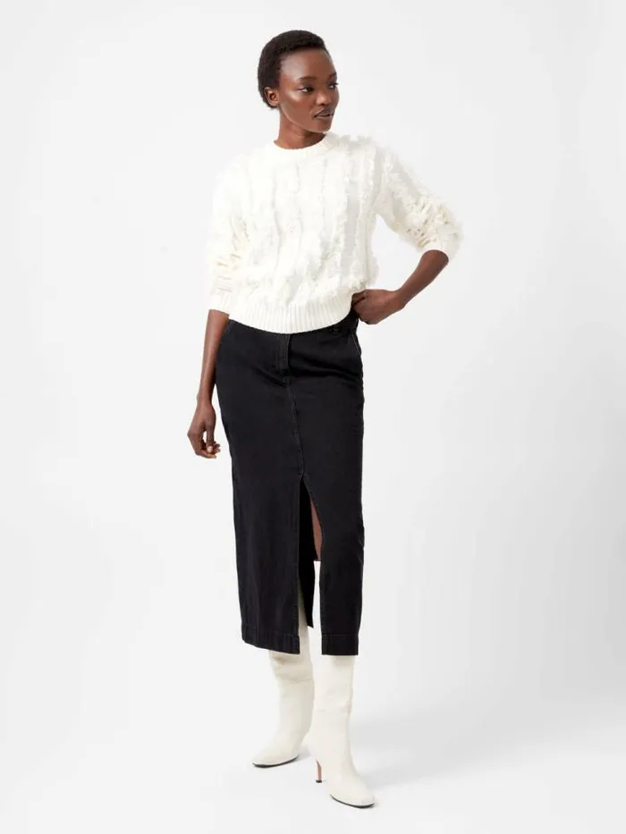 French Connection Malika Fringed Jumper Classic Cream Women Jumpers and Cardigans