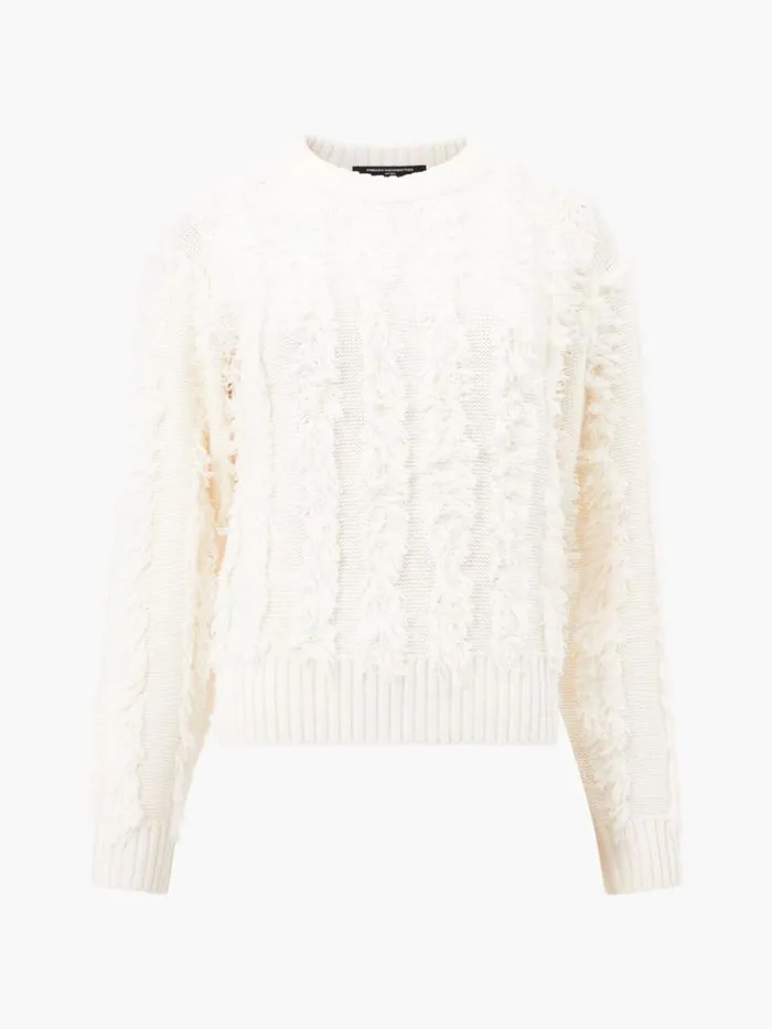 French Connection Malika Fringed Jumper Classic Cream Women Jumpers and Cardigans