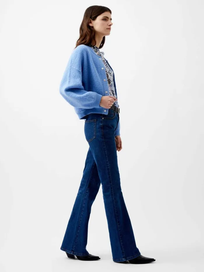 French Connection Melissa Knit Bomber Jacket Dusted Blue Women Jumpers and Cardigans