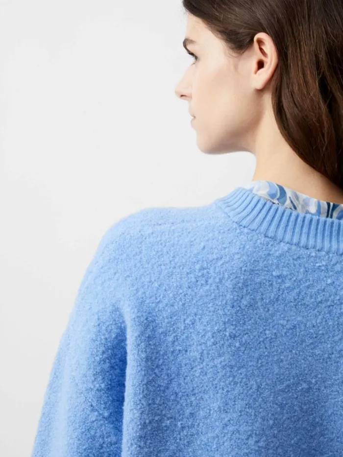 French Connection Melissa Knit Bomber Jacket Dusted Blue Women Jumpers and Cardigans