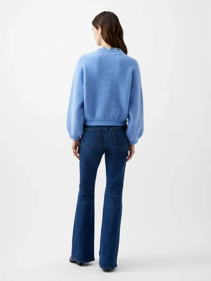 French Connection Melissa Knit Bomber Jacket Dusted Blue Women Jumpers and Cardigans