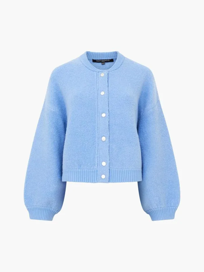 French Connection Melissa Knit Bomber Jacket Dusted Blue Women Jumpers and Cardigans