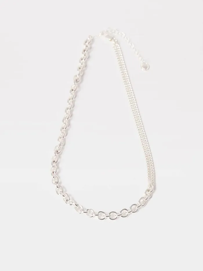 French Connection Mixed Chunky Chain Necklace Silver Women Jewellery