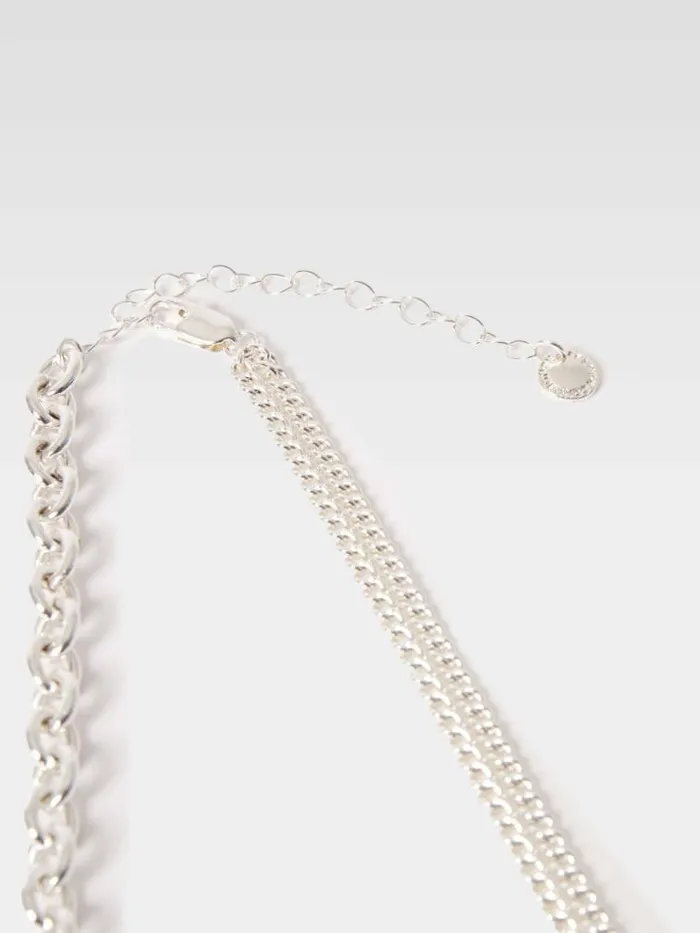 French Connection Mixed Chunky Chain Necklace Silver Women Jewellery