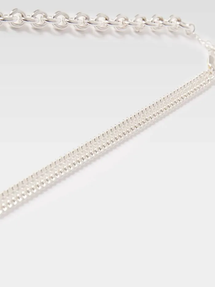 French Connection Mixed Chunky Chain Necklace Silver Women Jewellery