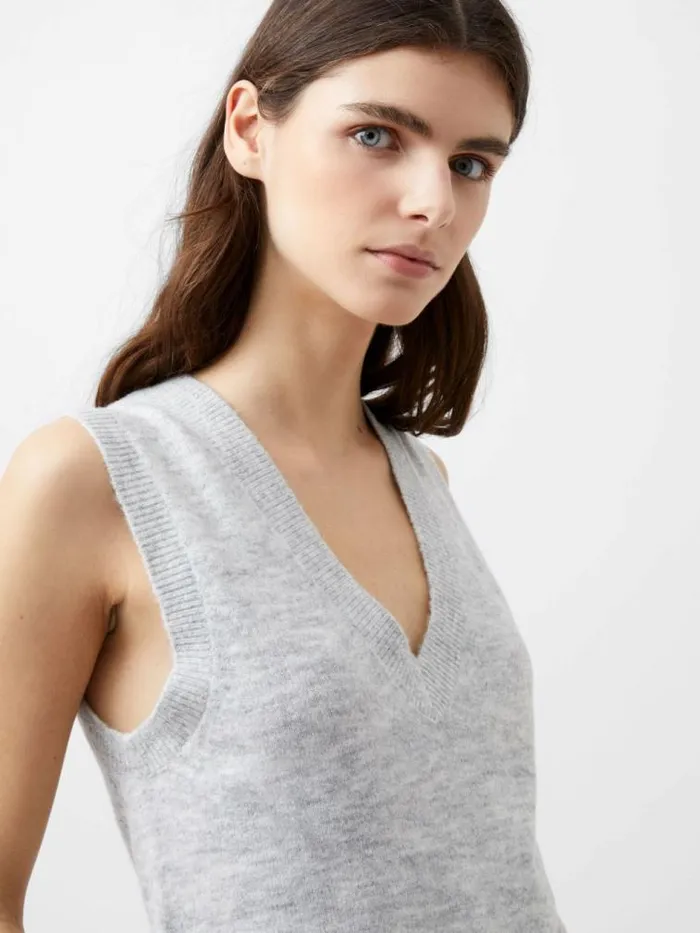 French Connection Morena Recycled Vest Dove Grey Mel Women Jumpers and Cardigans French Connection Morena Recycled Vest Dove Grey Mel Women Jumpers and Cardigans