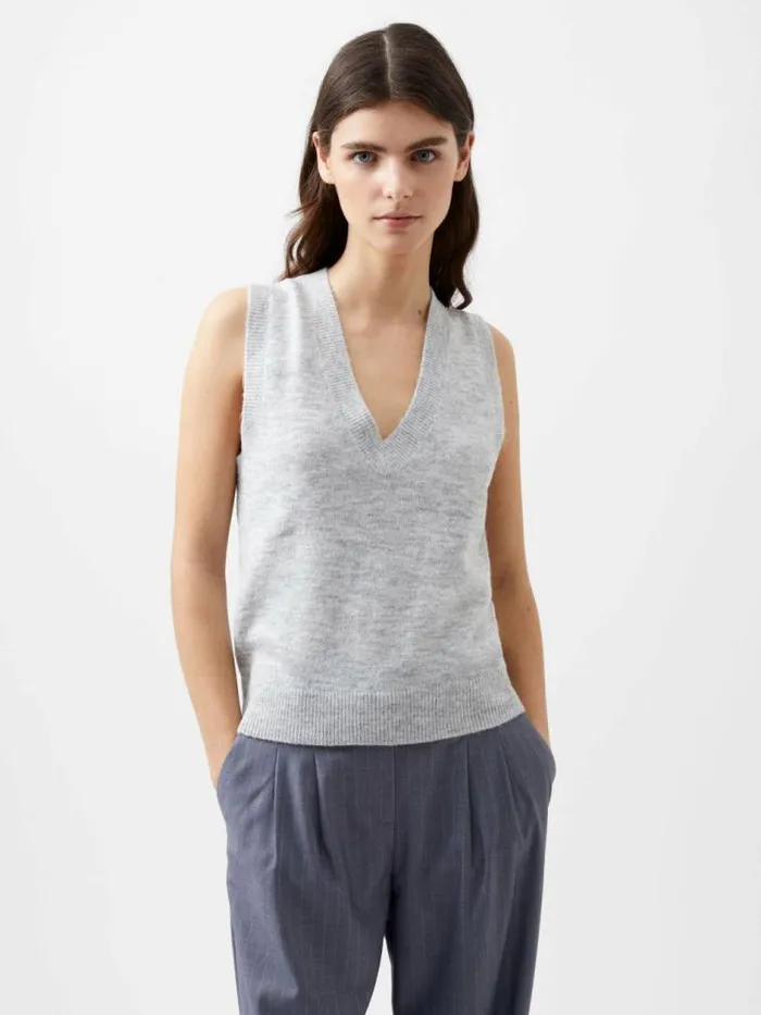 French Connection Morena Recycled Vest Dove Grey Mel Women Jumpers and Cardigans