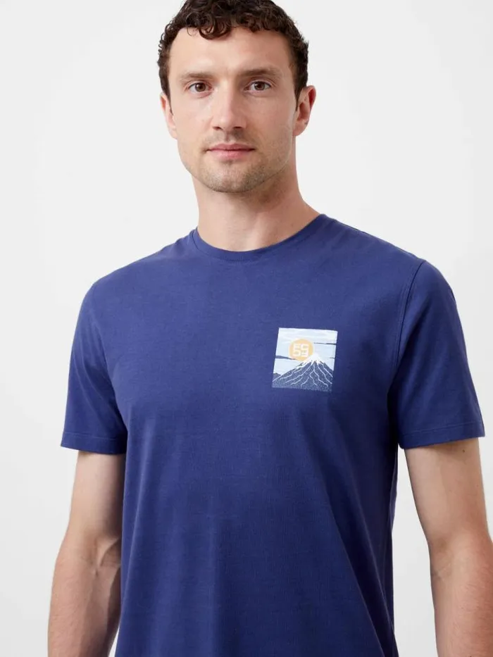 French Connection Mount Fuji Organic Graphic TShirt Indigo Blue Men TShirts and Polo Shirts French Connection Mount Fuji Organic Graphic TShirt Indigo Blue Men TShirts and Polo Shirts