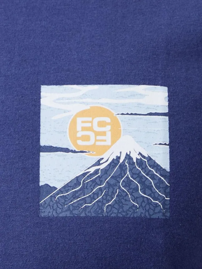 French Connection Mount Fuji Organic Graphic TShirt Indigo Blue Men TShirts and Polo Shirts