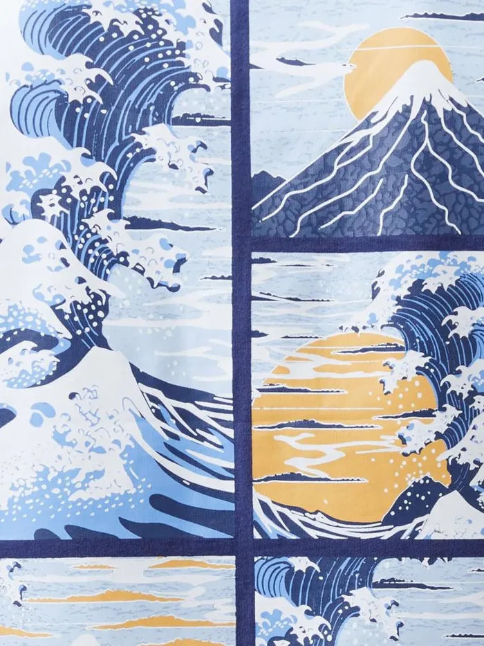 French Connection Mount Fuji Organic Graphic TShirt Indigo Blue Men TShirts and Polo Shirts