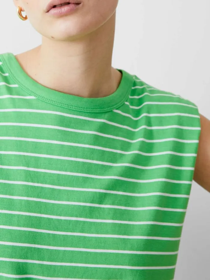 French Connection Padded Shoulder Stripe Tank Top Poise Greenwhite Women Tops