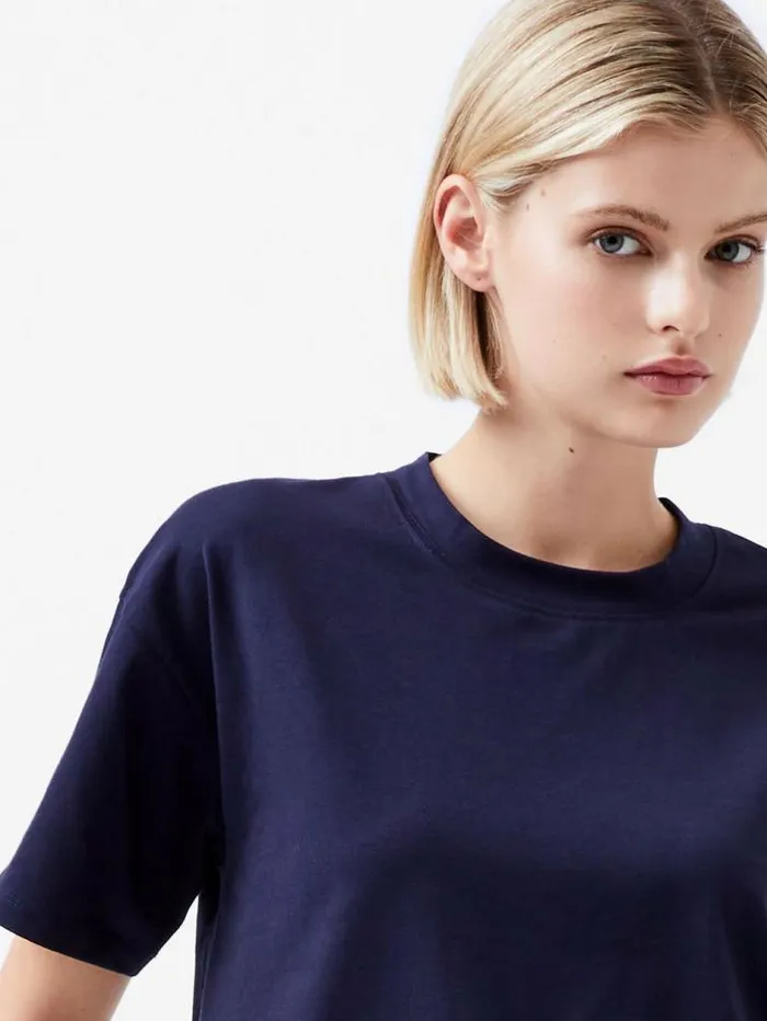 French Connection Rallie Cotton Short Sleeve TShirt Marine Women Tops