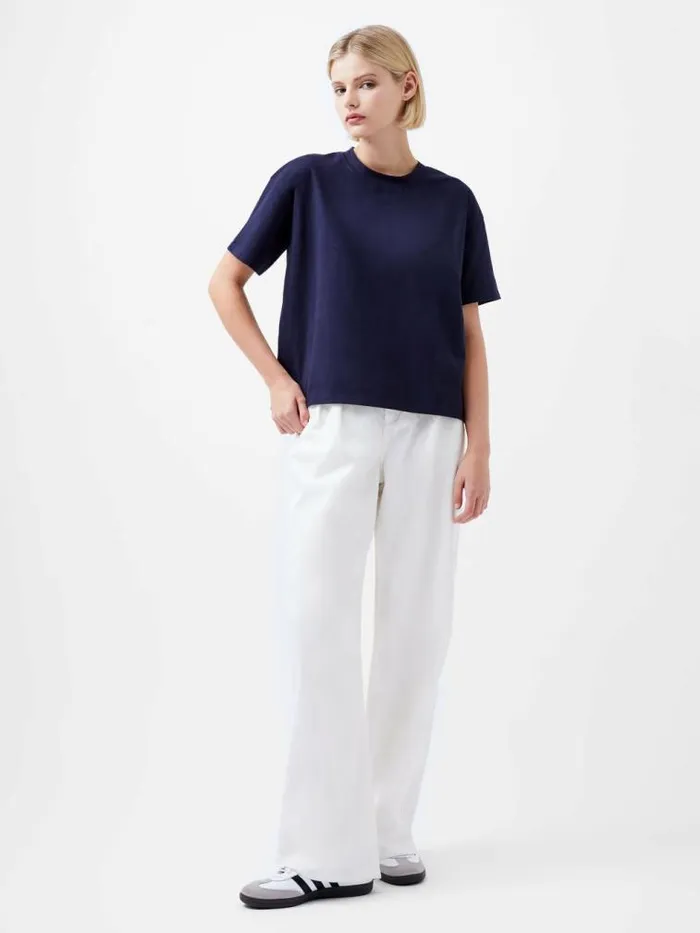 French Connection Rallie Cotton Short Sleeve TShirt Marine Women Tops