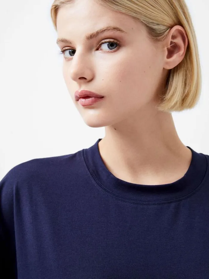 French Connection Rallie Cotton Short Sleeve TShirt Marine Women Tops