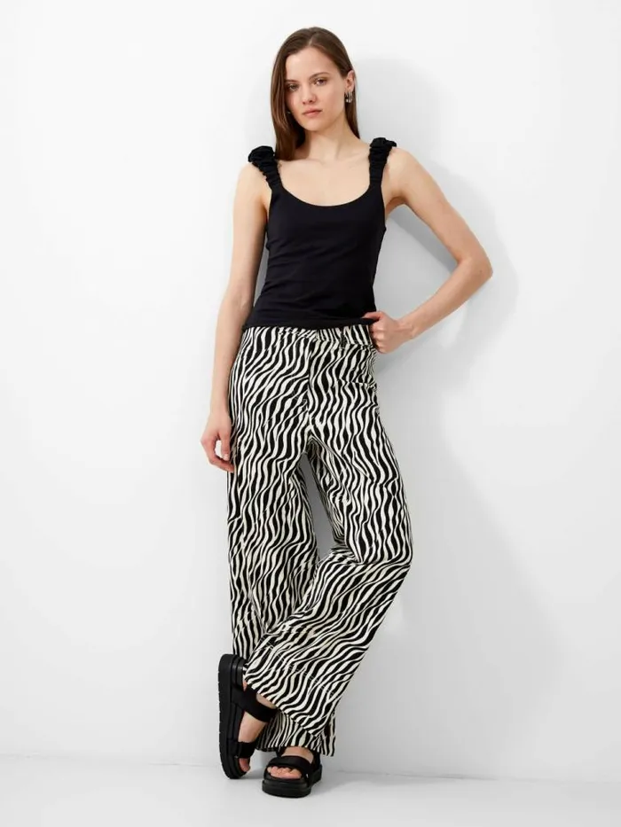 French Connection Rallie Gwyneth Mix Top Blackout Women Tops