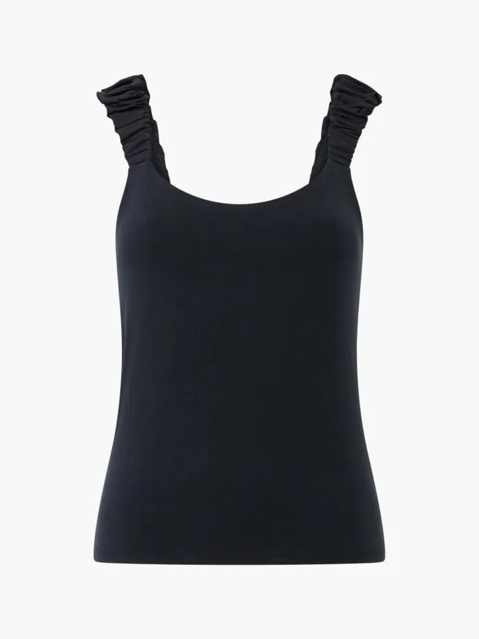 French Connection Rallie Gwyneth Mix Top Blackout Women Tops