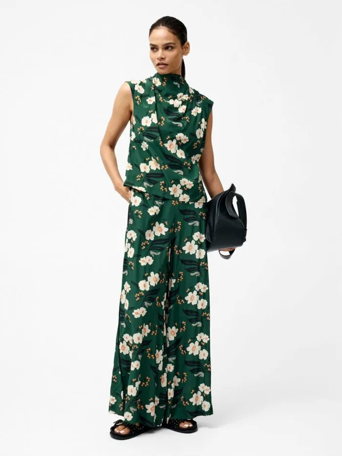 French Connection Rhian Eco Draped Sleeveless Top Jade Green Multi Women Tops