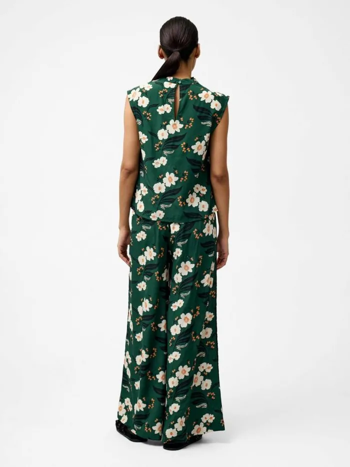French Connection Rhian Eco Draped Sleeveless Top Jade Green Multi Women Tops
