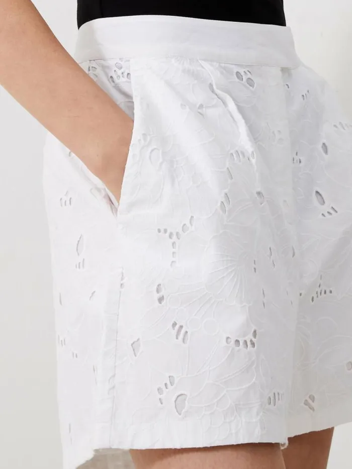 French Connection Rhodes Cotton Embroidered Shorts Linen White Women Coords