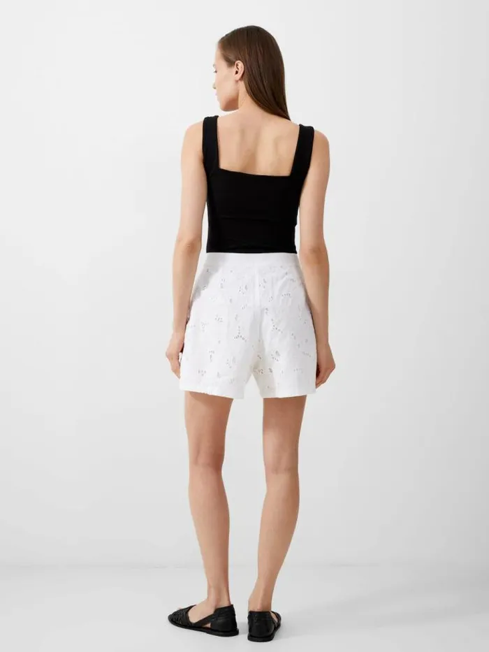 French Connection Rhodes Cotton Embroidered Shorts Linen White Women Coords
