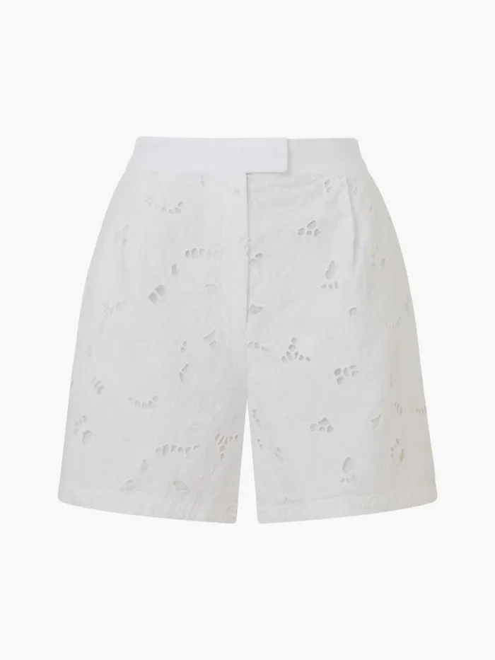 French Connection Rhodes Cotton Embroidered Shorts Linen White Women Coords