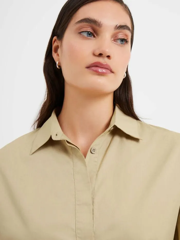 French Connection Rhodes Poplin Popover Shirt Incense Women Tops