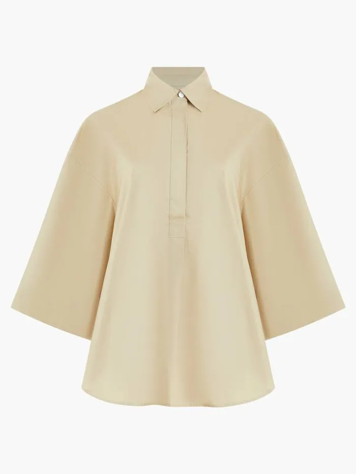 French Connection Rhodes Poplin Popover Shirt Incense Women Tops