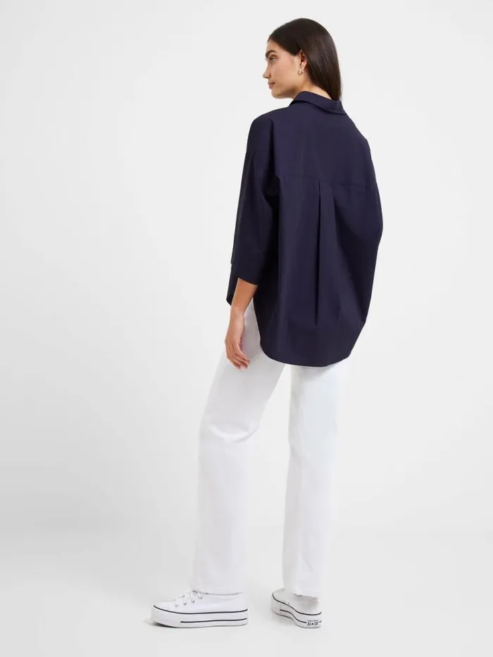 French Connection Rhodes Poplin Popover Shirt Marine Women Tops