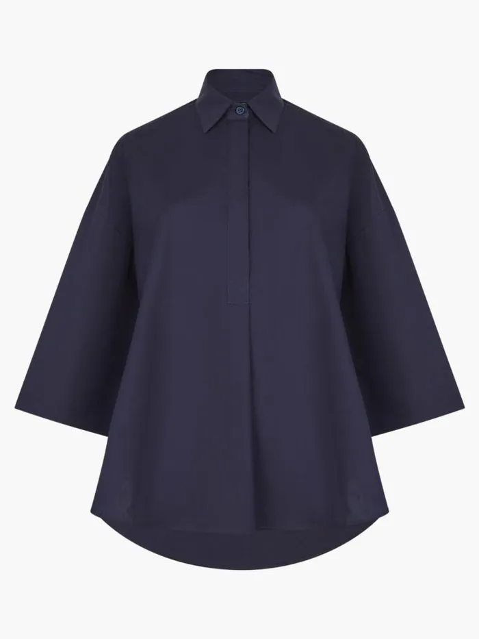 French Connection Rhodes Poplin Popover Shirt Marine Women Tops