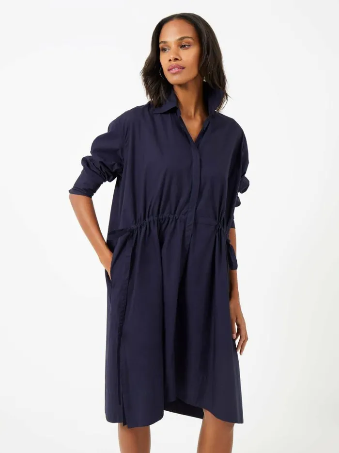 French Connection Rhodes Poplin Shirt Dress Marine Women Dresses